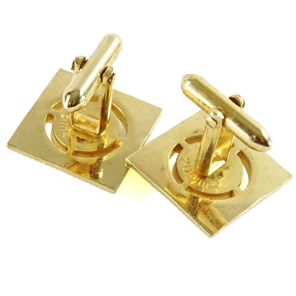 Swank Classic Vintage Cufflinks White and Goldtone Square Formal - Picture 3 of 3